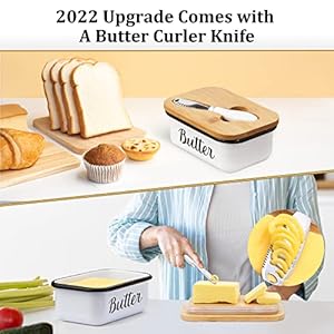 LANDNEOO Butter Dish with Lid and Butter Curler Knife - Unbreakable Stainless Steel Keeper Container with Double Silicone Sealing, for Kitchen Farmhouse Decor LANDNEOO Butter Dish with Lid and Butter Curler Knife Unbreakable Stainless Steel Keeper Container with Double Silicone Sealing for Kitchen Farmhouse Decor