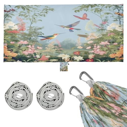 Haskirky Hummingbirds Flowers Camping Hammock, Single Portable Hammocks with Tree Straps & Attached Carry Bag, 330Lbs Capacity Perfect for Outside Indoor Hiking Beach Backpack Travel