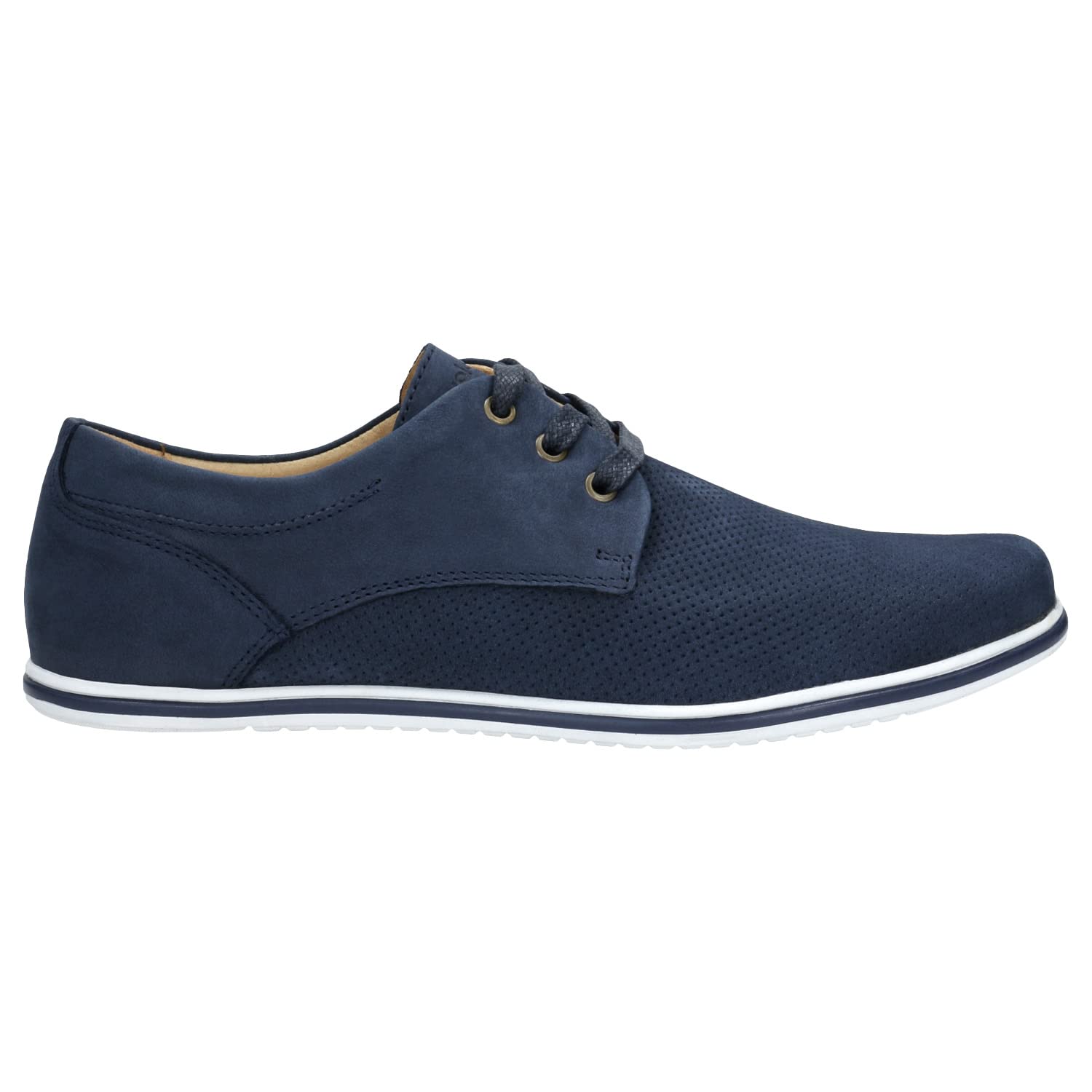 WOJAS - Półbuty Męskie | Skóra Nubukowa | Ażurowa Faktura | Styl Casual | 10019-26 - Granatowy