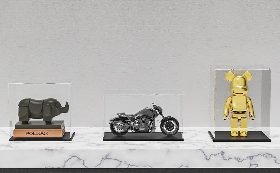 Image of Acrylic Display Case for Collectibles | Dustproof Transparent Showcase Box for Action Figures, Miniatures & Models | Countertop Cube with Protective Film ((10x4x5.7 inch; 25x10x14.5cm))