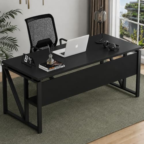 Image of Executive Desk for Home & Office| Executive Desk for Office, Laptop Table, Study Table, Modern Workstation | Black | DIY | 160x80 x75 CM