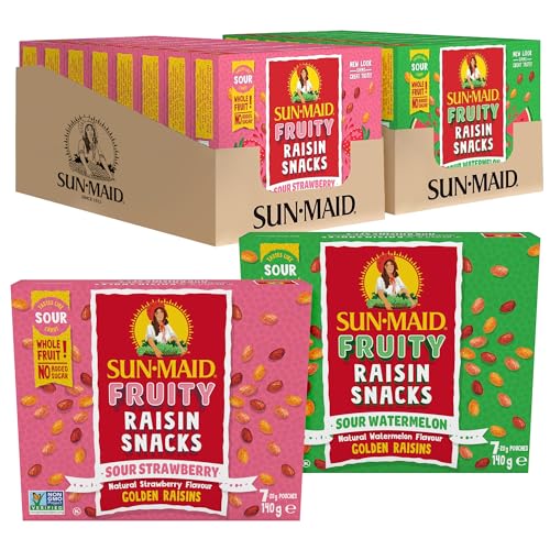 Sun-Maid Fruity Raisins Variety Pack | Strawberry (Pack Of 56) and Watermelon (Pack Of 56) | 1 Ounce Boxes |Whole Dried Fruit Snacks| No Artificial Flavors | Non-GMO