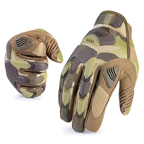 AXBXCX Camouflage Full Finger Tactical Gloves Protection for Riding Driving Motorcycle Cycling ATV Hunting Shooting Airsoft Paintball Military MC S