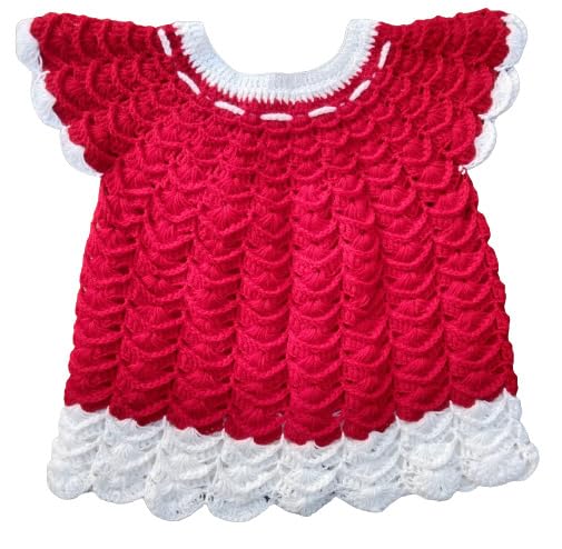 NILU CRAFT Baby Girl Hand Knitted Sweater with Hair Ban (1 to 2 Year, Red and White) - Image 2 thumbnail