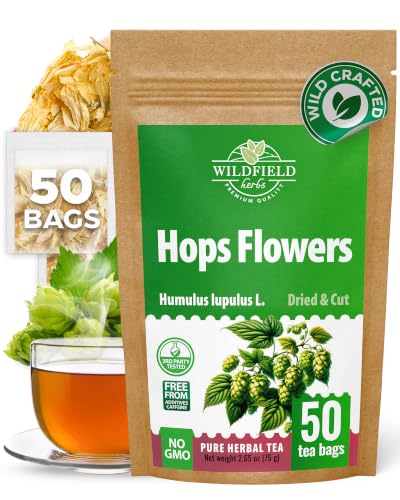 Image of 50 Bags Hop Tea Hops Herb Dried Hops Flowers Herbal Tea (Humulus Lupulus) - 50 Count 1.5g Bags Hoptea Lupulo Entero