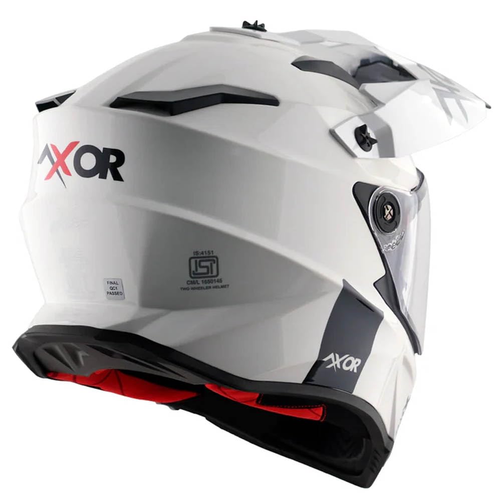 AXOR X-Cross Dual Designed Solid Blanco - Casco de Moto Trail Adventure, Off Road con Visor Solar Homologado ECE 22.06