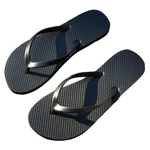 Women Flip Flops, Ladies Shower Slippers Flat Sandals for Summer Bathroom Beach Pool, Ultra Lightweight Basic Thongs Rubber Soft Slide Slip-on Shoes (Summer Black, Adult, Women, 10, Numeric, US Footwear Size System, Medium)