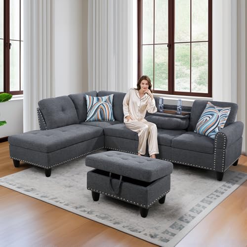howcool Sectional Sofa Couch, Modern 4-Seaters Living Room Furniture Sets