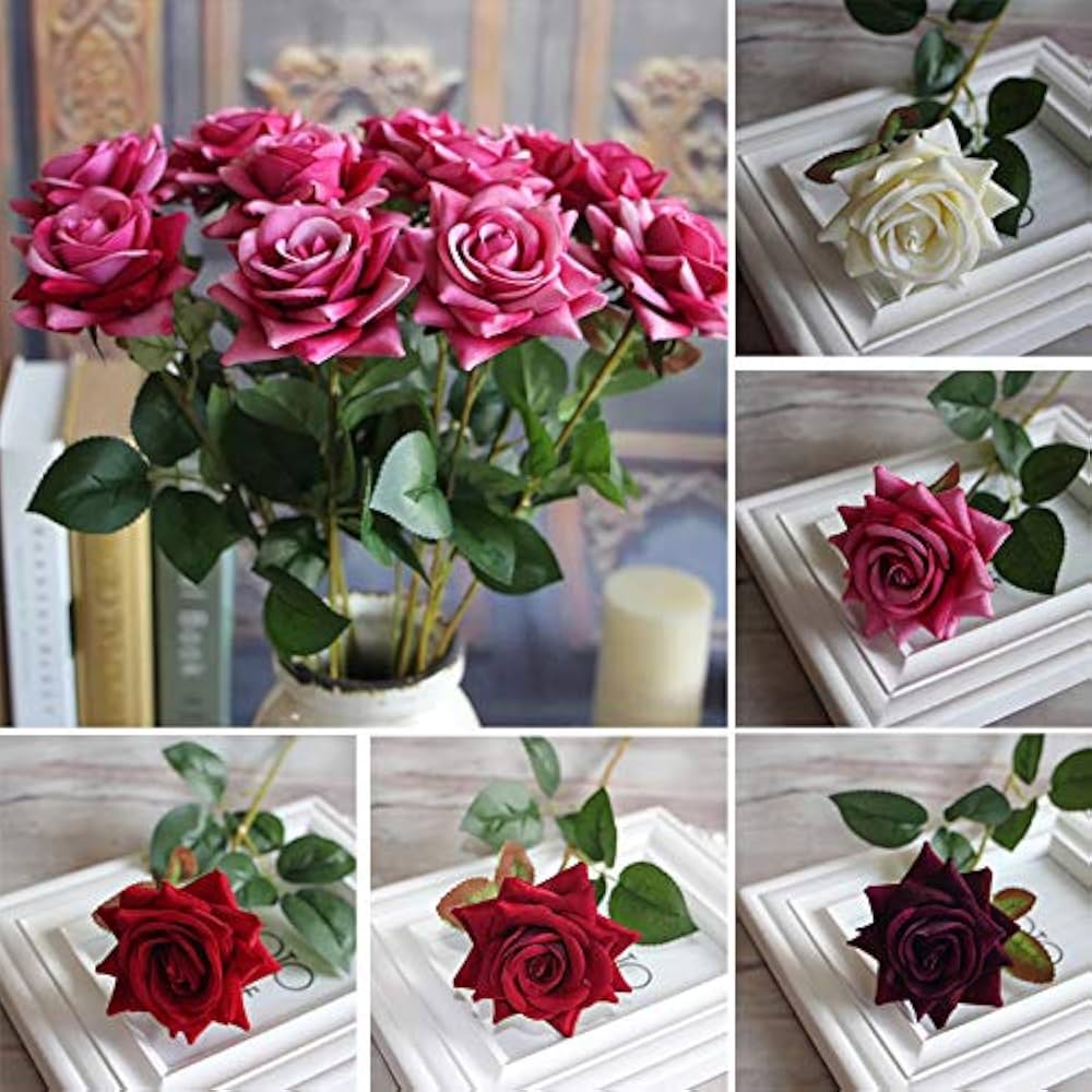 Amazon｜yarui 造花 ローズ バラの蕾 薔薇 枯れない花 シルク製