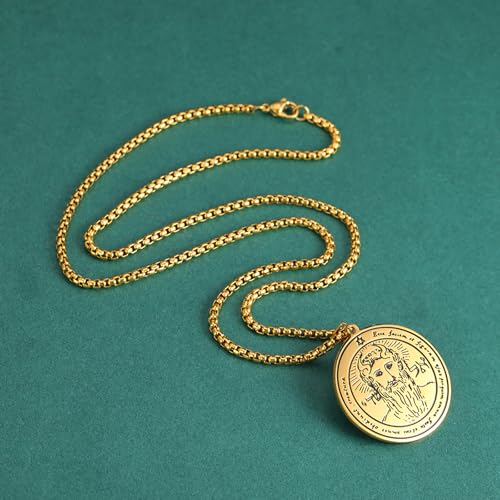 Image of VASSAGO Key of Solomon Seals Necklace Engraved with 72 Names of God Pendant Spiritual Protection Amulets for Men Women