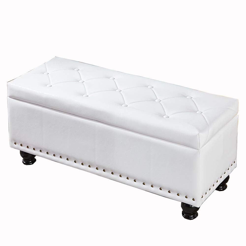Tabouret de Rangement Multifonctionnel avec Assise Rembourrée en PU