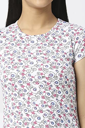 Image of SINI MINI Round Neck with Half Sleeve Top & Capri Beige Girls Casual Pack of 1 Night Suit Set