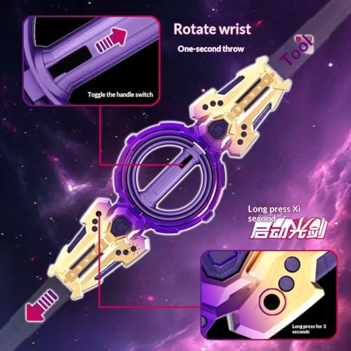 Image of BUQARO Fire Spiral Double-Edged Light Sword Toy with LED Lights & Sound | Wrist-Activated Rotating Action Role Play Sword for Kids & Teens