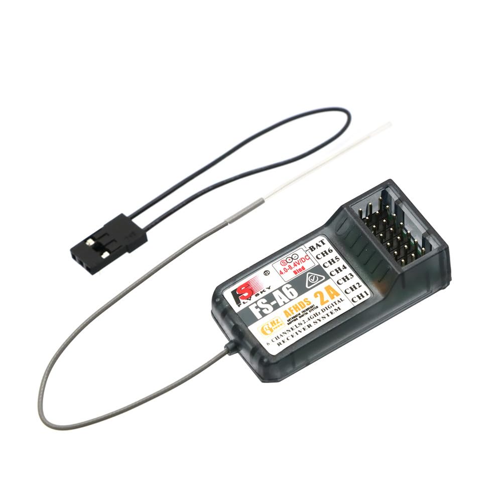 Ricevitore FS-A6 2.4G 6CH 4.0-6.5V per RC Fixed-Wing Glider Elicottero Telecomando Compatibile con Flysky FS-I10 FS-I6 FS-I4 GT2E GT2G GT2F Trasmettitore