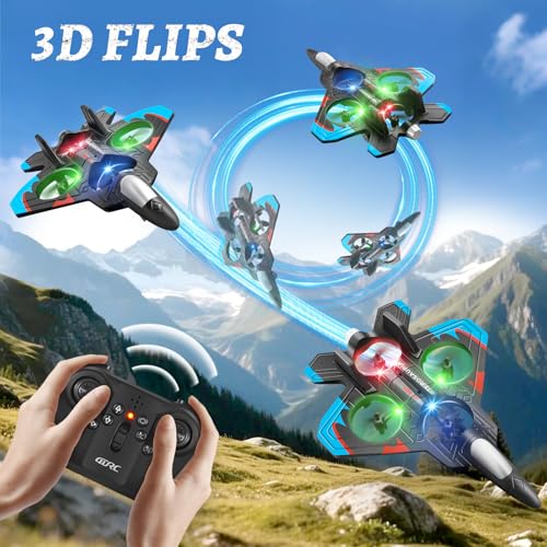 Image of Foam Remote Control Airplanes with 3 Batteries, RC Planes for Kids Adults 8-16, RC Airplane Fighter Jet with Light, 360 Flip Fighter Jet Toys, Stunt Roll, Airplane Toy Gifts for Kids Boys