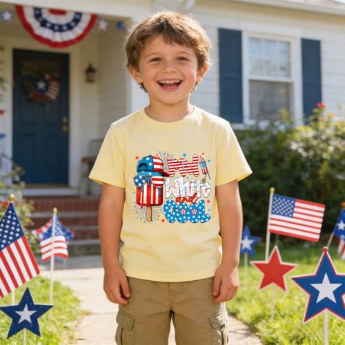 Image of Kids 4th of July Shirt USA Flag Clothes Toddler Boys Girls Children Patriotic Tee Tops 1-7 Years
