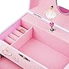 RR ROUND RICH DESIGN Kids Musical Jewelry Box for Girls with Drawer and Jewelry Set with Ballerina Theme - Swan Lake Tune Pink #2