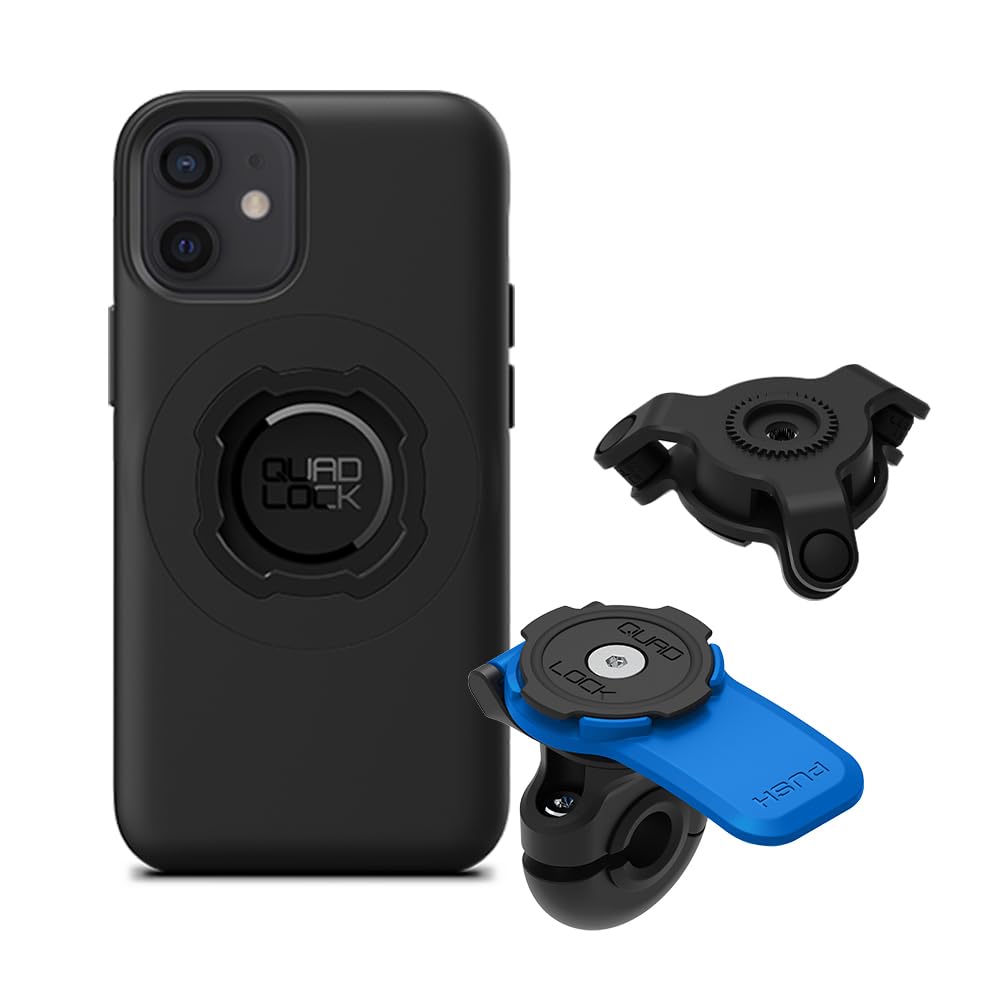 Quad Lock Mirror Motorcycle Phone Mount with Vibration Dampener and MAG Phone Case for iPhone 12 Mini