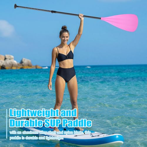 Image of Hollowfly 4 Set of 3 Pieces SUP Paddle Board Paddle Adjustable Paddleboard Lightweight Stand up Oar Aluminum Alloy Floating Replacement Oar Adjustable Aluminum Alloy Shaft for Surfing