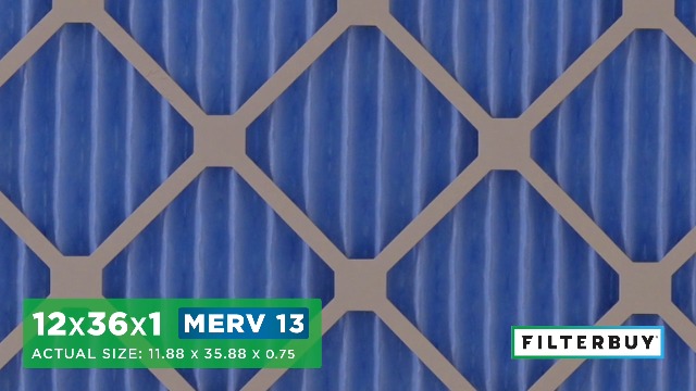 Image of Filterbuy 12x36x1 Air Filter MERV 13 Smoke & Allergy Defense (4-Pack) | Electrostatic Pleated HVAC AC Furnace Filters Replacement, Made in USA (Actual Size: 11.88 x 35.88 x 0.75)