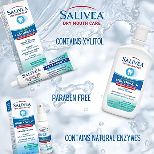 Salivea Extra Gentle Dry Mouth Spray - Soothing Mint Mouth Spray With Salivary Enzymes - Moisturizing Mouth Spray To Aid Dry Mouth - Supports Saliva's Natural Defenses - 250 Pumps (1.5Oz Bottle) #TOP5