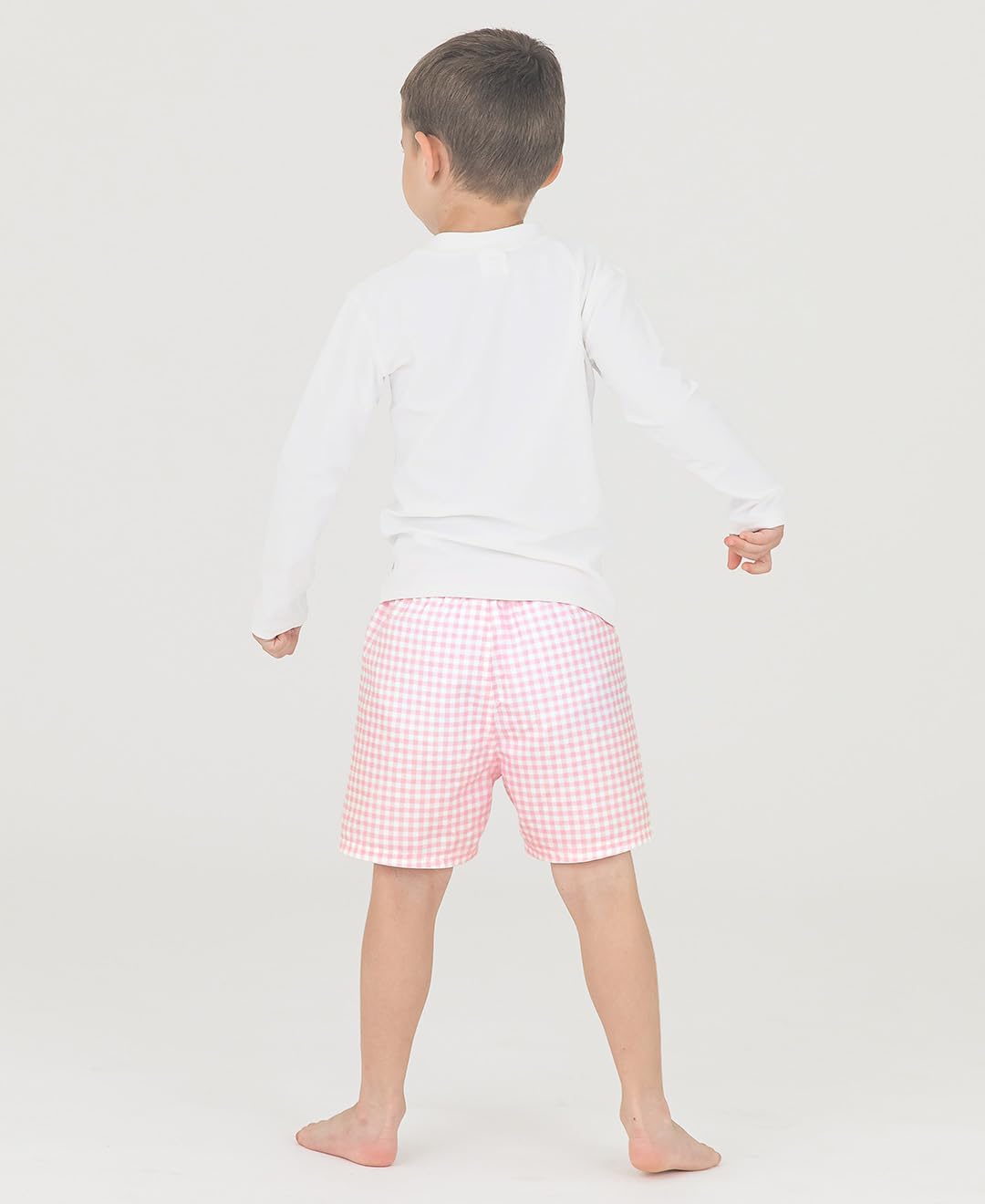 RUGGEDBUTTS Boys UPF50+ Sun Protection Gingham Swim Trunks