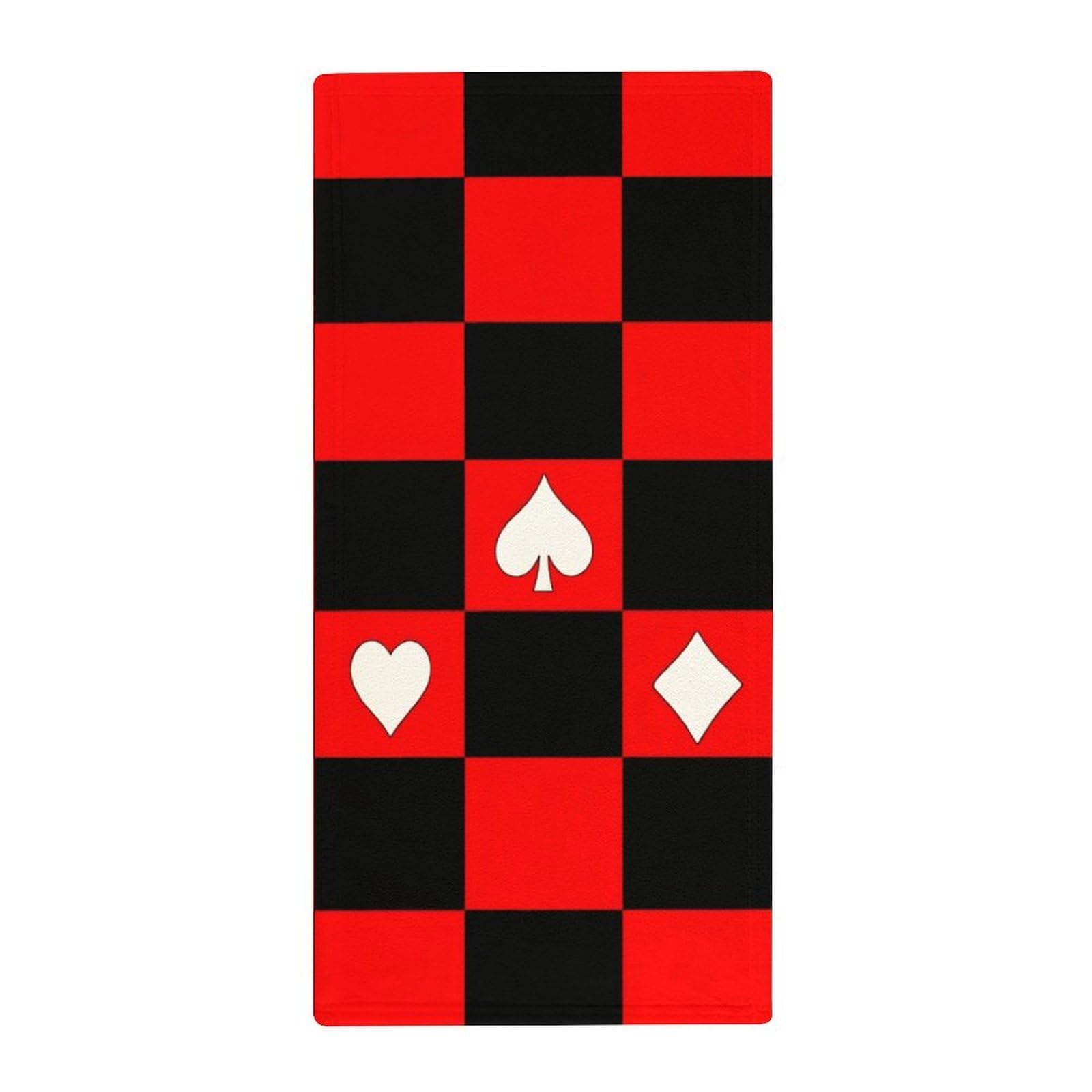 Anceky Decorative Kitchen Hand Towels, Grid Poker Playing Cards Ultra Soft & Absorbent Guest Towels for Hotels & Home Bathrooms