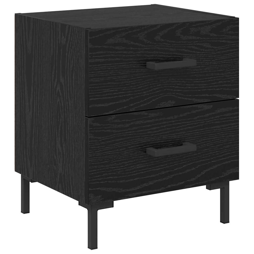 Stolik nocny, zestaw 2 sztuk, w kolorze czarnym o wyglądzie dębu, 40 x 35 x 47,5 cm, materiał drewnopochodny z metalowymi nogami, 4 szuflady, miejsce do przechowywania do sypialni, łóżka