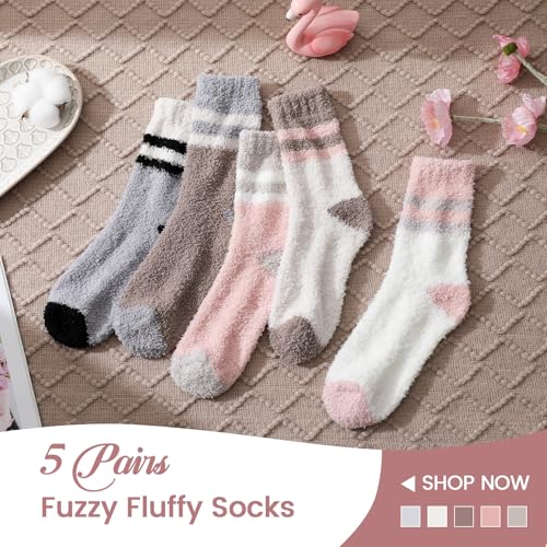 Image of Tavaleu Womens Fuzzy Socks, Soft Cozy Fluffy Slipper Socks Winter Warm Plush Sleeping Socks