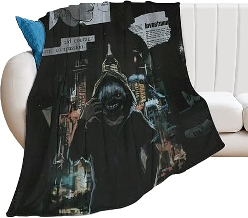 Ganiokar Tokyo Ghoul Anime - Manta de microforro polar ultrasuave con estampado 3D para sofá de dormitorio, color 1-50 x 40 pulgadas