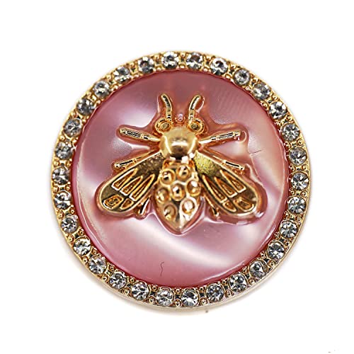 Craftisum 20 pcs Pink Resin Electroplated Bee Metal Shank Sewing Coat Buttons -25mm -1'