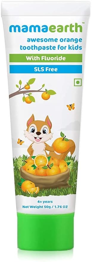 Mamaearth Sulfate Free Awesome Orange Toothpaste for Kids with Fluoride