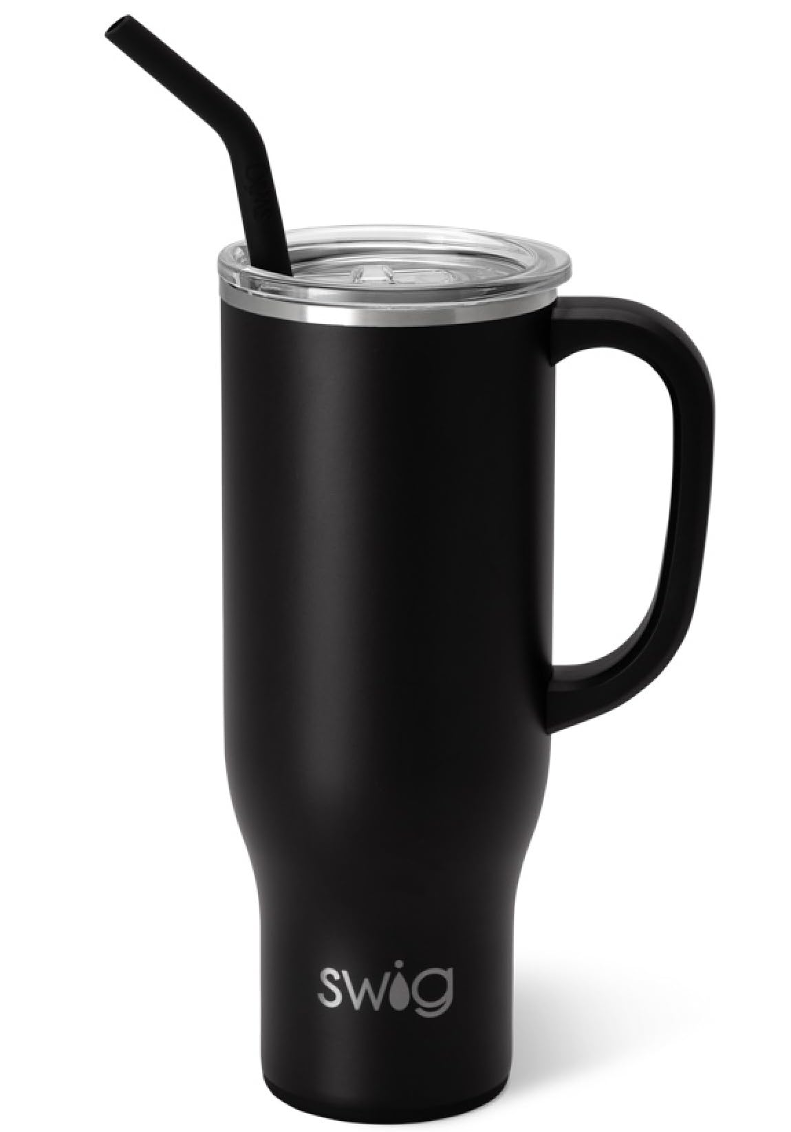 Swig Life Mega-Becher, 850 ml, Becher mit Griff und Strohhalm, Becherhalterfreundlich, spülmaschinenfest, extra großer isolierter Becher, Edelstahl-Wasserflasche (schwarz)