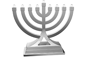 Battery Operated Menorah - Mini Electric Menorah by Zion Judaica (Silver)