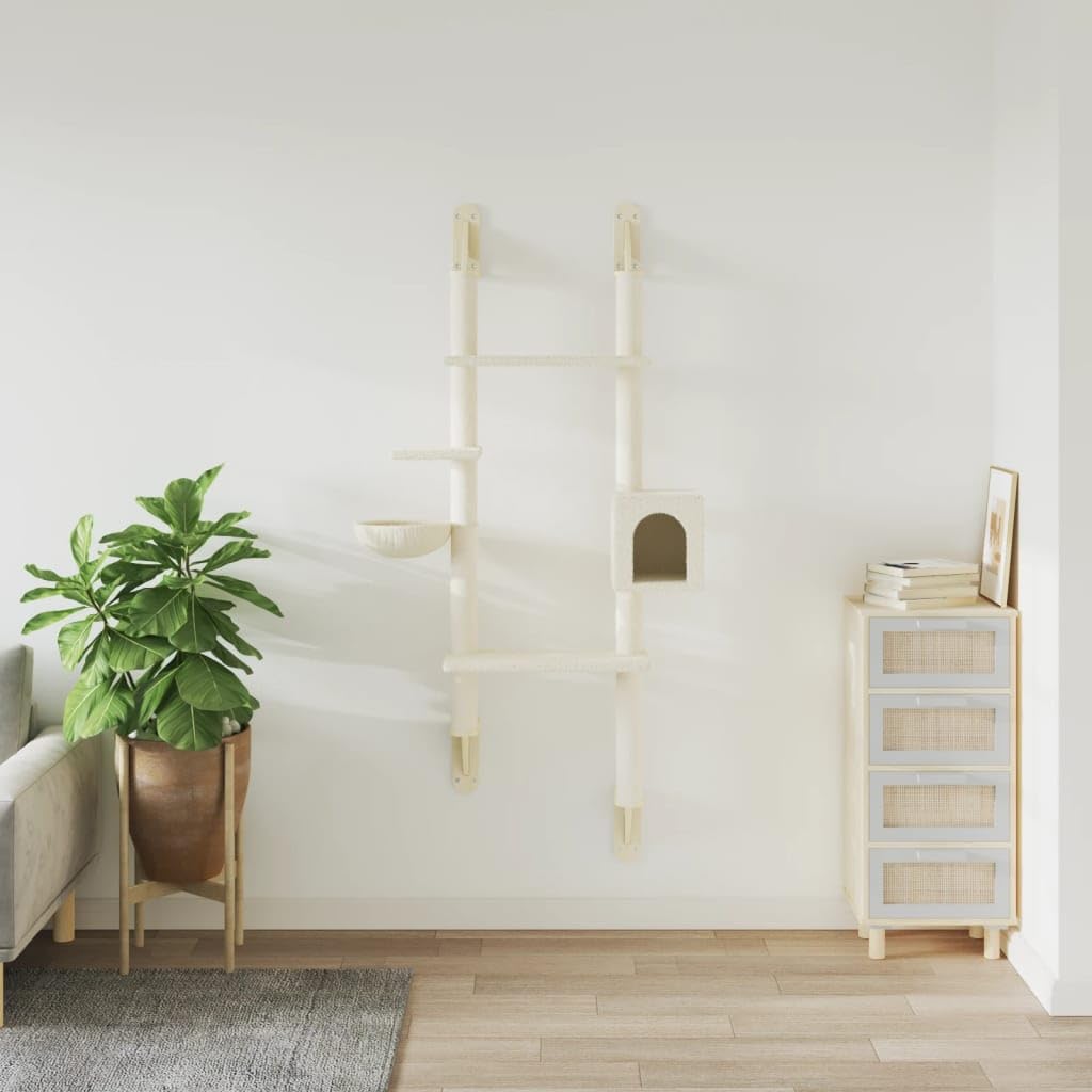 Mangloder - Tiragraffi da parete per gatti, 180 cm, con colonna tiragraffi, cuccia per gatti, amaca, superfici di riposo, sisal e peluche, albero da arrampicata per appartamento, balcone, angolo