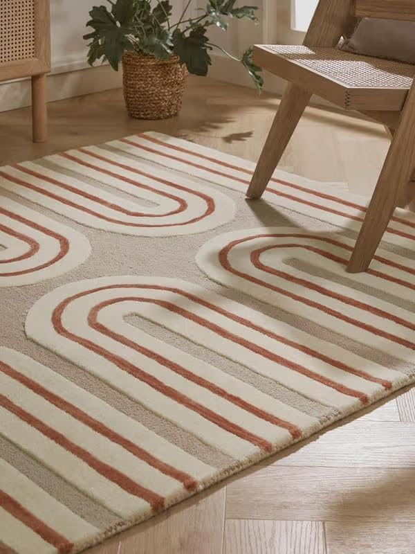 Modern Geometric Area Rug 9' x 12' Contemporary Abstract Pattern Carpet Soft Plush Indoor Floor Rug for Living Room Bedroom Easy Maintenance Non Shedding