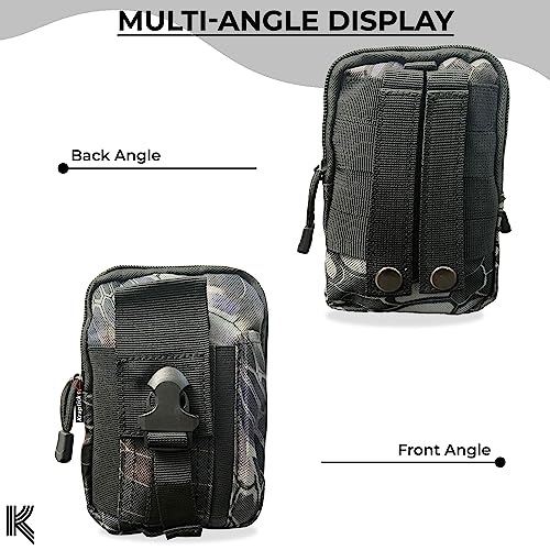 Image of Kraptick Multi-Purpose Water Resistant Waist Bag with Dual Compartment, Waist Bag Mobile Phone Holder, Waist Pack for Men, Women Camping Hiking Pouch (Stylish Black)