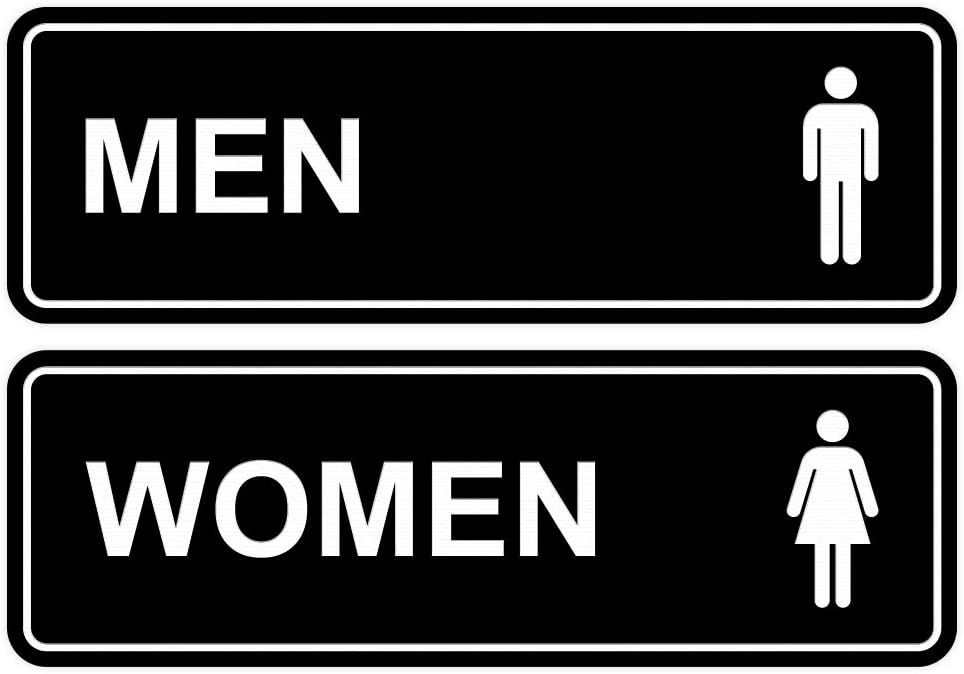 Small Black and Gold Men Women Restroom Wall Sign Set
