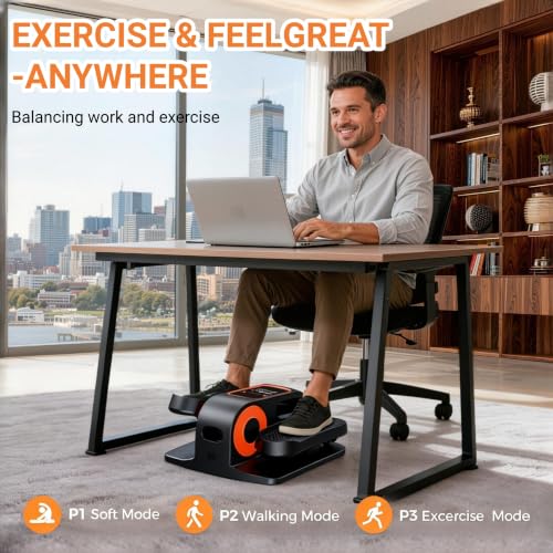 Image of Under Desk Elliptical, Elliptical Leg Exerciser for Seniors, Home Portable Elliptical with Remote Control and 12 Adjustable Speeds, Electric Seated Pedal Exerciser