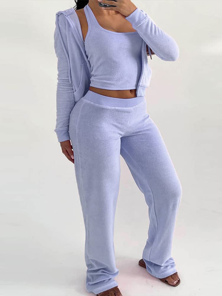 shownicer Tuta da Ginnastica Donna Tute Sportiva Completa Abbigliamento Sportiva Invernale Crop Top & Giacca Gilet & Pantaloni Completi Tute Sportiva 3 Pezzi