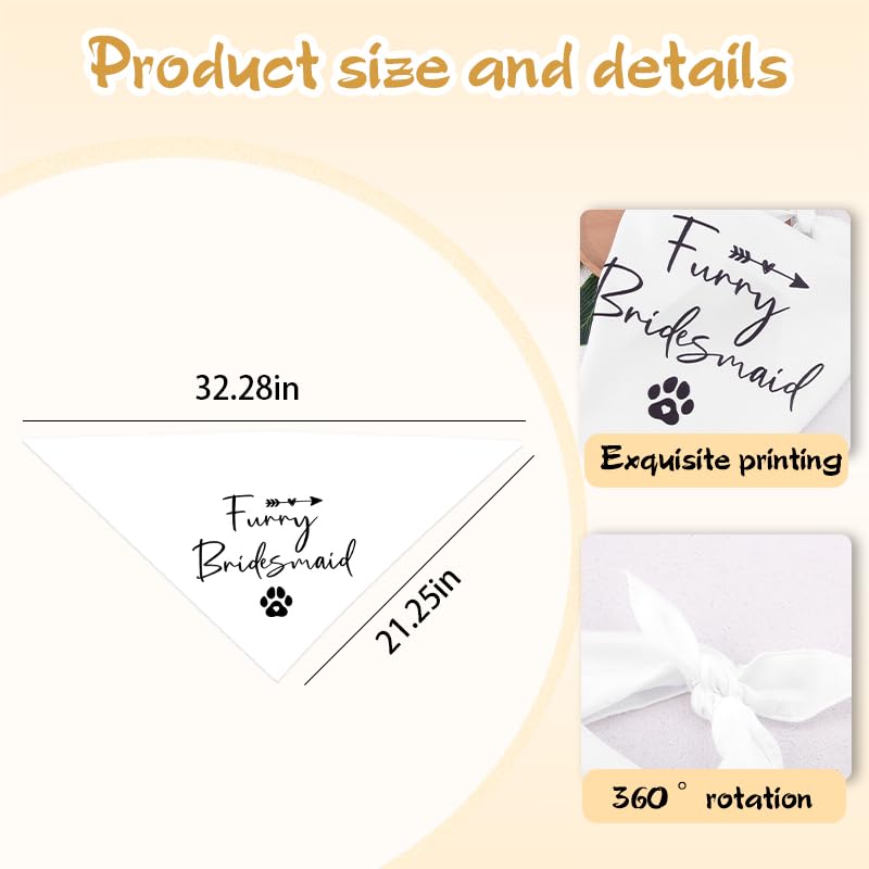 Sisadodo Wedding Day Gifts for Women Men Dog Wedding Outfit for Announcement Party Furry Bridesmaid Print Dog Bandana for Pet Owners Lovers Weds Photo Prop Neck Scarf for Dogs Pet Accessories for Dogs - Image 2
