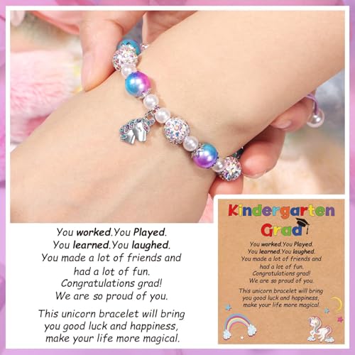 Image of Trabuono Kindergarten Preschool Graduation Gifts for Girls, 2025 Graduation Gifts for Her 5TH Grade Grad Gift Unicorn Charm Bracelet for Daughter Granddaughter Niece with Card Present Boxed
