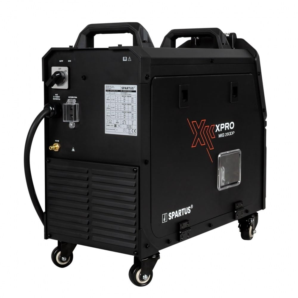 SPARTUS XPro MIG 260 Dual Pulse MIG MAG Schweißgerät 250A, Schutzgasschweißgerät Synergic, Inverter 4 in 1, PFC, 4-Rollen-Antrieb, Ohne Akku, Multiprozess für Alu & Edelstahl, WIG Lift, 230V