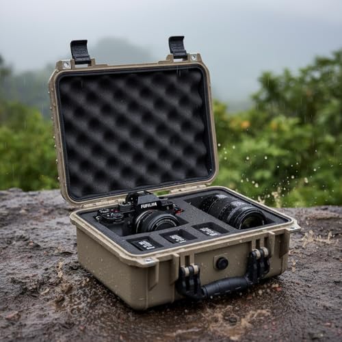 Image of MEIJIA Portable All Weather Waterproof Protective Case,Hard Case,Camera Case With Customized Fit Foam,Fit Use of Drones,Camera,Equipments,Pistols,13.35 x11.63x5.98inches (Desert Tan)