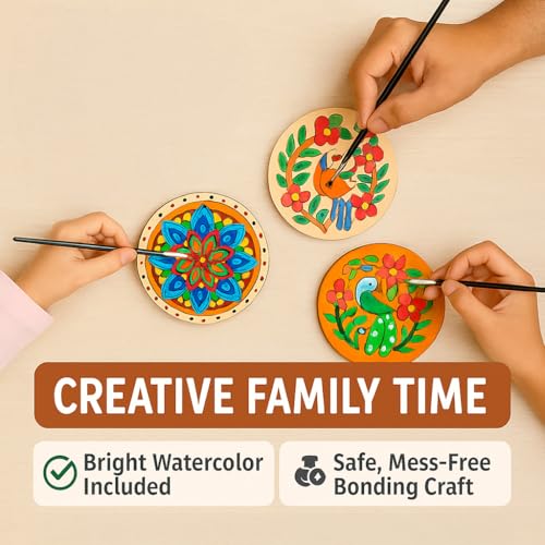 Image of Tikkitots Mandala Painting Kit with Acrylic Colours | 4 Inch Pre Marked Canvas | DIY Art for Beginners Adults & Kids | Fun Easy & Relaxing Creative Craft Set | Gifting & Home Decor