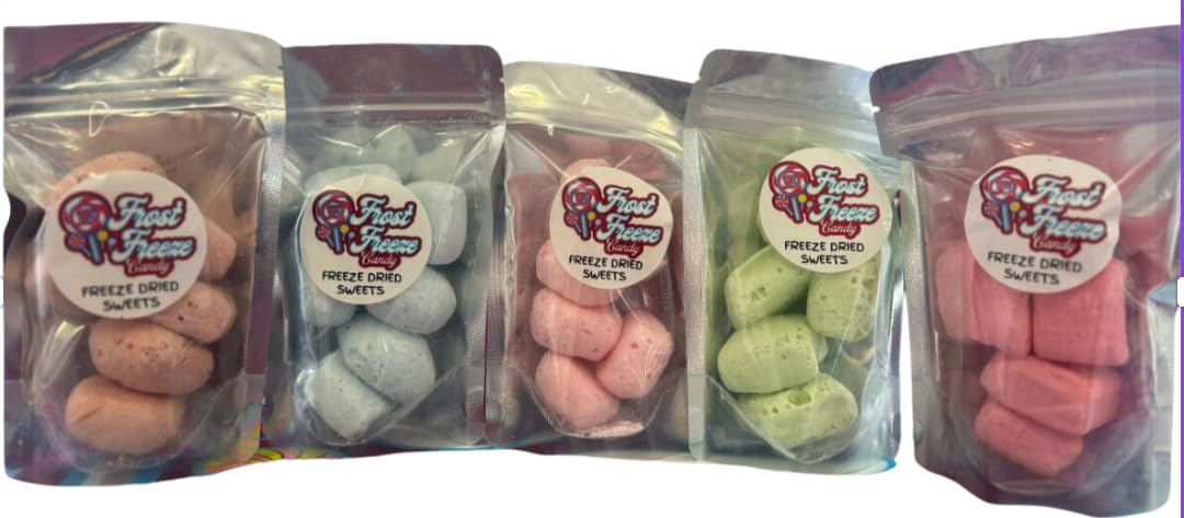 Freeze-Dried chewit mix pack sweets - Chewits 5 packs different flavours - Cola, strawberry, xtreme cherry, xtreme apple, blue raspberry