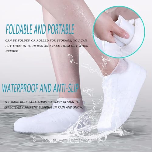 FaJoek Wasserdichte Silikon Überschuhehe Outdoor, Silikon Regenüberschuhe, Rutschfeste Silikon Regenüberschuhe, Regen-SchuhüBerzieher für Regen, Schnee, Wüstenstrand (Schwarz, XL)