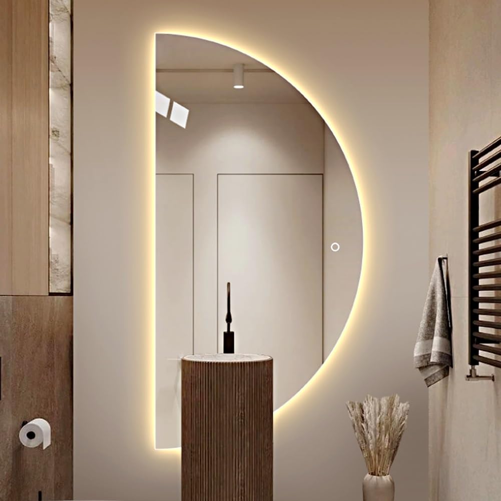 Lustro łazienkowe z podświetleniem LED, z przełącznikiem przeciwmgielnym i dotykowym, nowoczesne półlustro 100 x 50 cm, idealne do dekoracji i oświetlenia Ele Design