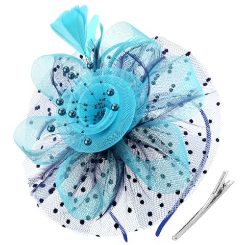 Image of DRESHOW Fascinators Hat Flower Mesh Ribbons Feathers on a Headband and a Clip Tea Party Headwear for Girls and Women