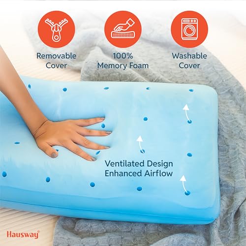 Image of Memory Foam Pillow Set of 1 for Neck & Back Pain Relief | 3-Inch Thin Cooling Gel Cervical Pillow with Washable Cover | Soft & Supportive Sleep Cushion for Side & Back Sleepers